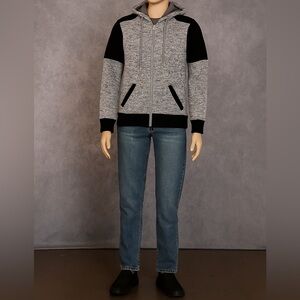 Brooklyn Standard Men’s Jacket Hoodie With Zipper Small Black Gray Y2K Warm